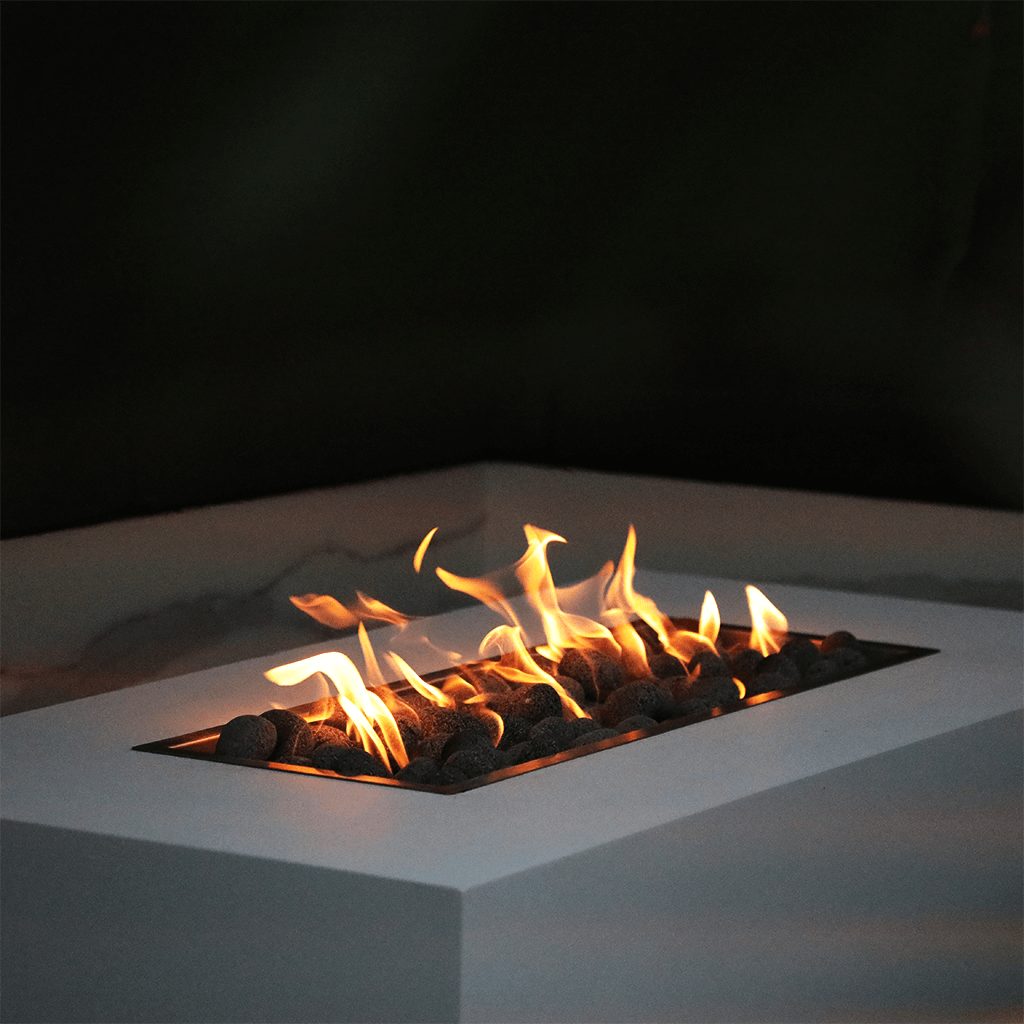 Mirage Gas Fire Pit - White - The Luxury Fire Pit Co - Close Up