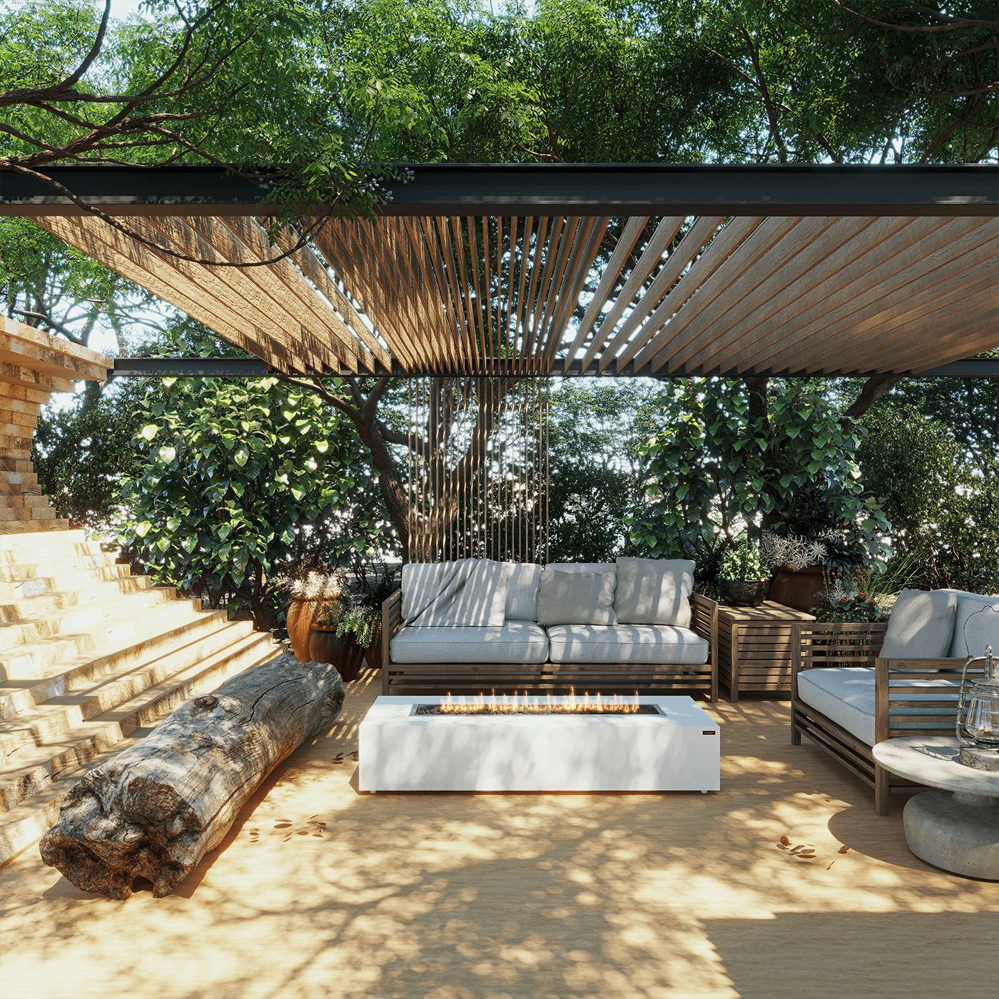 Gas Fire Pit - Mezzo Fire Pit Table in White