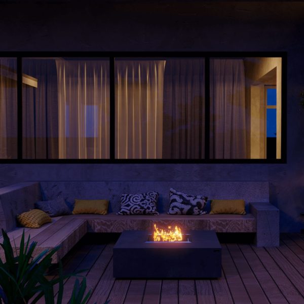 Gas Fire Pit - Monte Fire Pit Grey - The Luxury Fire Pit Co - Night