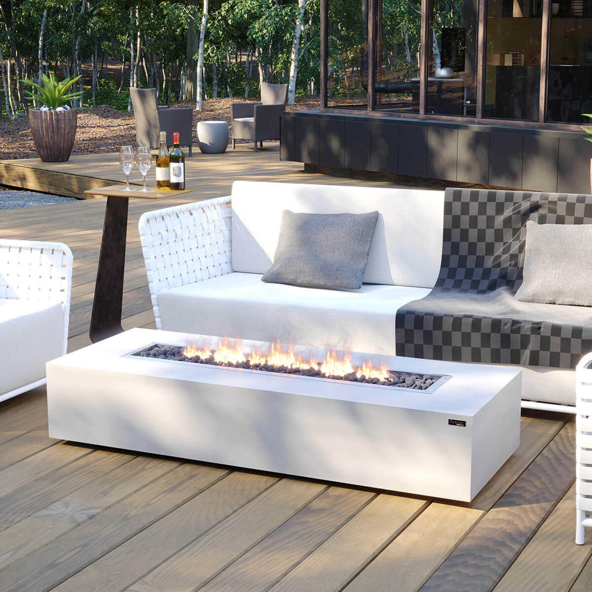 Mezzo Gas Fire Pit White