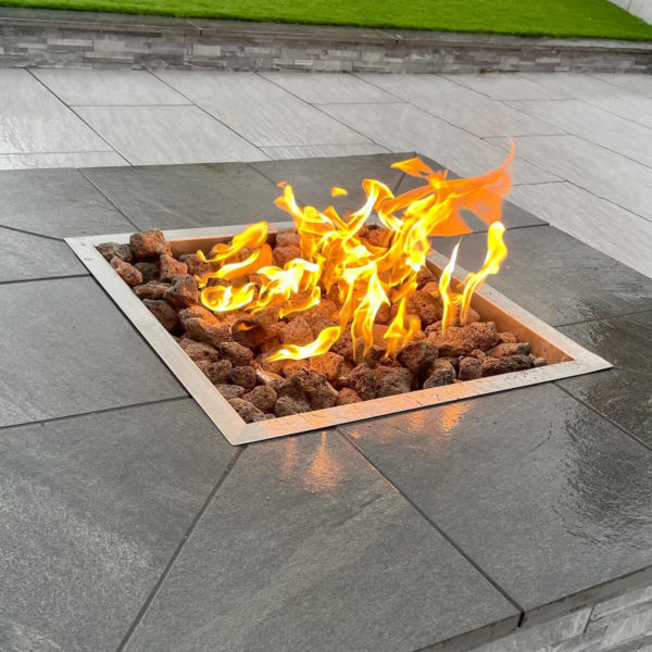 Square Fire Pit Burner Kit With Flames