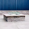 Square Gas Fire Pit Burner Kit Installed With Wind Guard