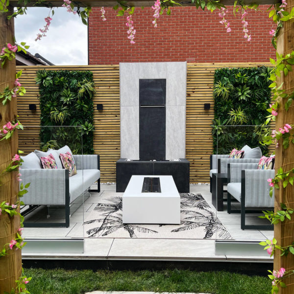 Bioethanol Fire Pit - Mezzo White Bioethanol Firepit - The Luxury Fire Pit Co - Installed