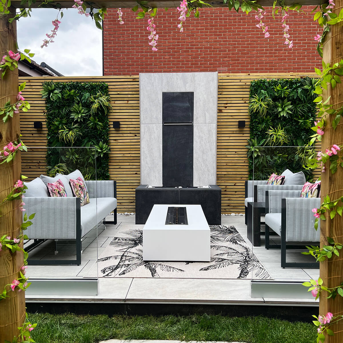 Bioethanol Fire Pit - Mezzo White Bioethanol Firepit - The Luxury Fire Pit Co - Installed