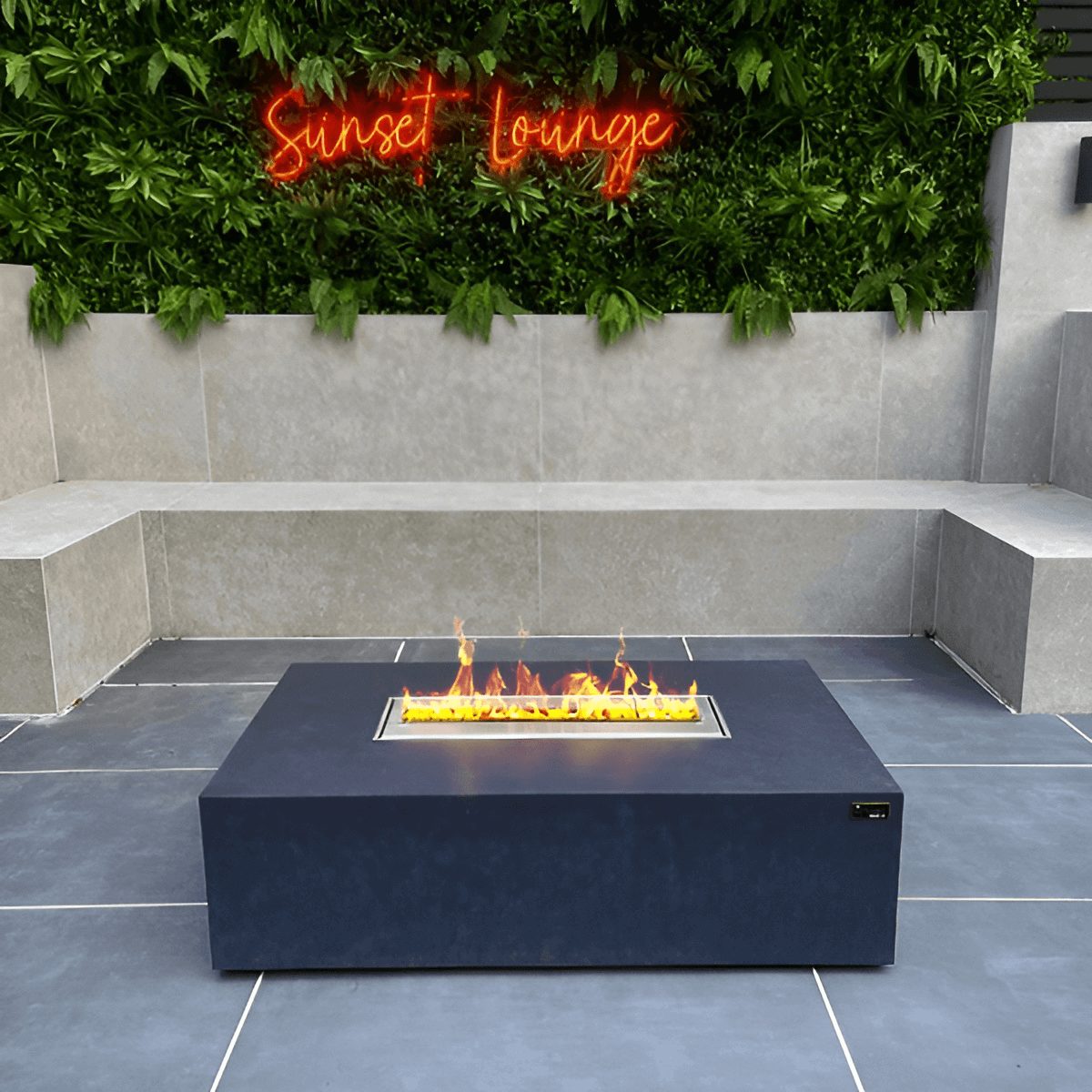 Bioethanol Fire Pit - Mirage Grey Bioethanol Firepit - The Luxury Fire Pit Co - Burning